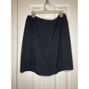 Size 14 Alia Black Pull-On Knee-Length Preppy Skirt with Slit Style 511